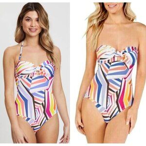 Kate Spade Geobrella One‎ Piece Swimsuit Womens Small Geometric Colorful Mod